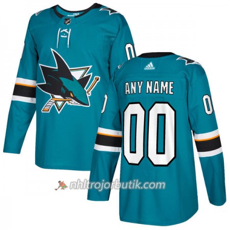 Män Ishockey San Jose Sharks Tröja med eget tryck Adidas 2017-2018 Teal Authentic
